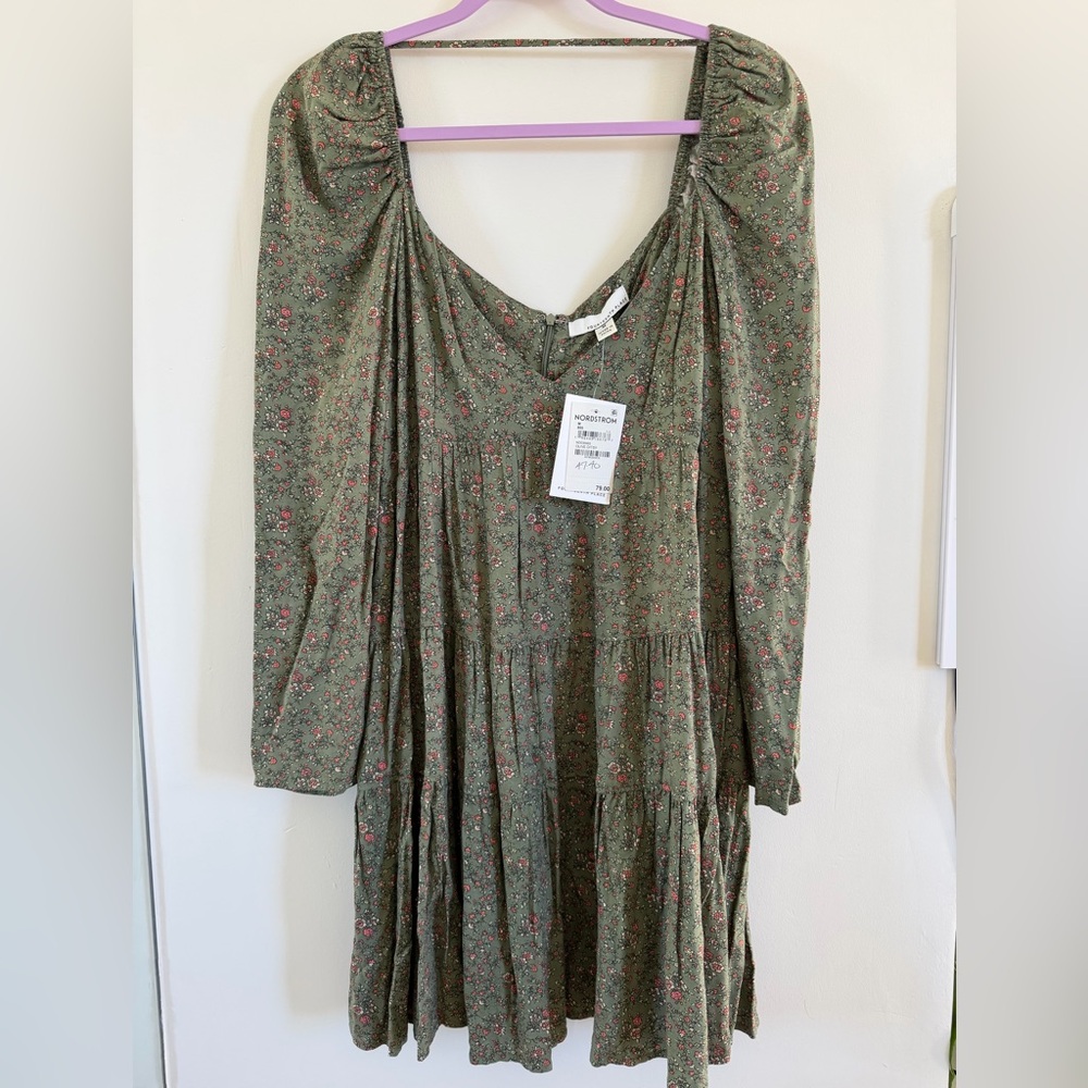 Fourteenth Place green Floral Long Sleeve Dress Size M NWT - Picture 3 of 7